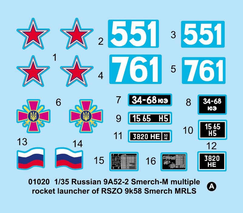 Trumpeter 01020 Russian 9A52-2 Smerch M multiple rocket launcher of RSZO 9k58 Smerch MRLS – immagine 5