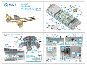Quinta Studio QD32247 F-104C 3D-Printed &amp;amp; coloured Interior on decal paper (Italeri) 1/32 – immagine 7