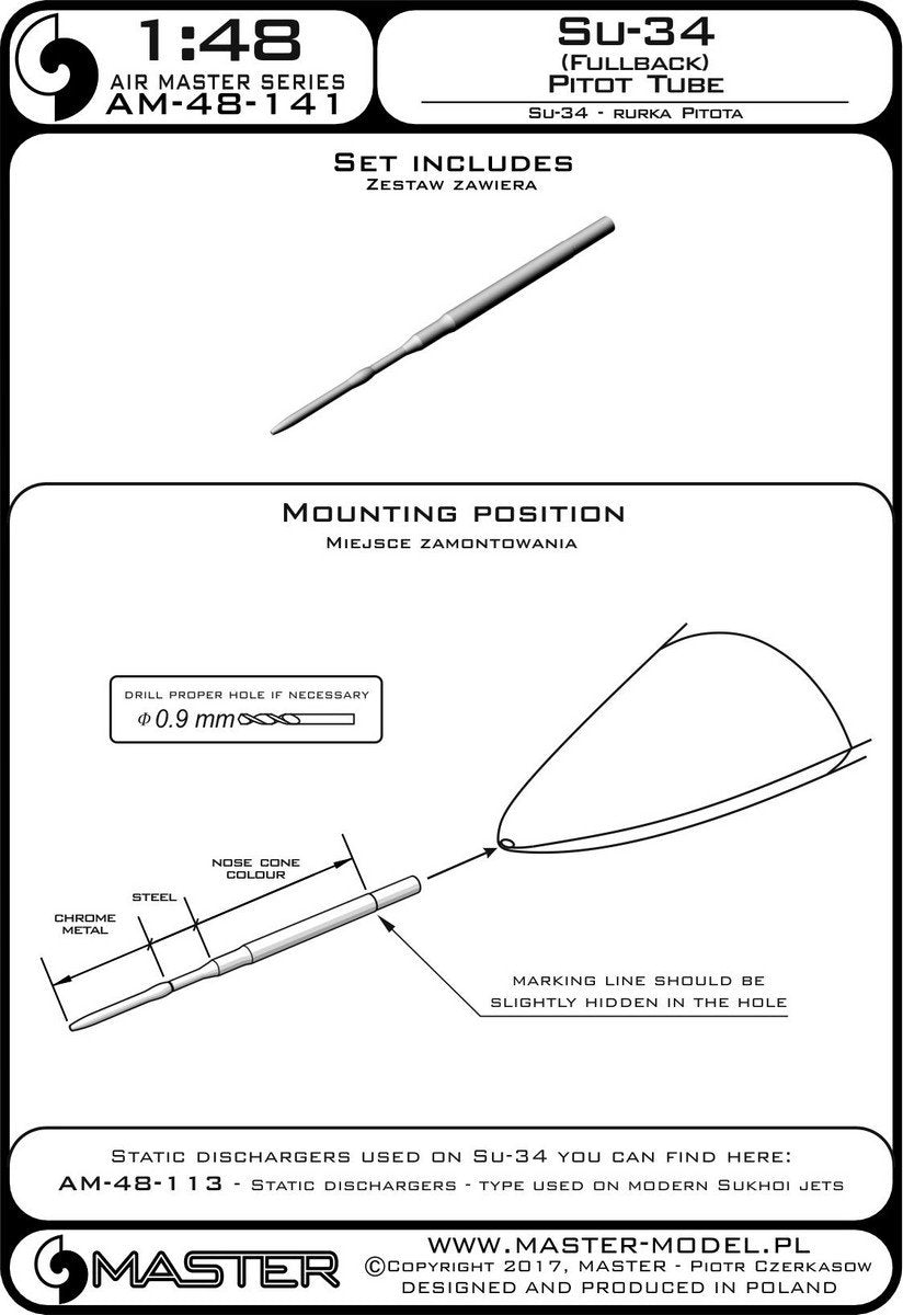 Master AM-48-141 Su-34 (Fullback) Pitot Tube 1/48 – zdjęcie 4