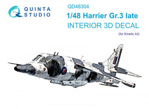 Quinta Studio QD48304 Harrier Gr.3 tardif Intérieur imprimé en 3D et coloré sur papier décalcomanie (Kinetic) 1/48