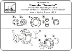 Armory Models AW32501b Panavia Tornado wheels, w/ tyres type “b” (GY) 1/32 – immagine 6