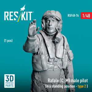 RESKIT RSF48-0076 Rafale (C, M) male pilot (in a standing position - type 2) (1 pcs) (3D Printed) 1/48 – Bild 2