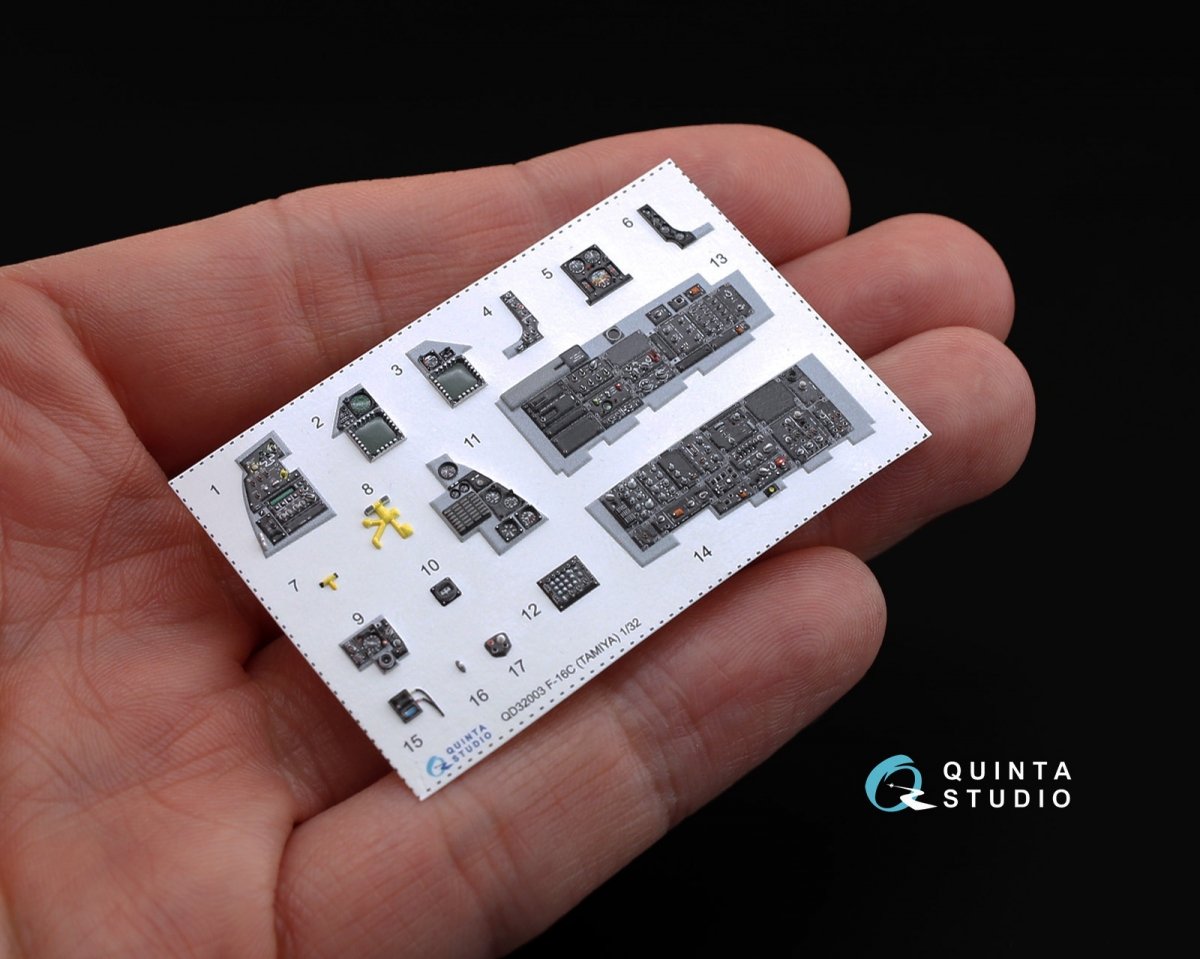 Quinta Studio QD32003 F-16C 3D-Printed &amp;amp; coloured Interior on decal paper (for Tamiya kit) 1/32 – immagine 2