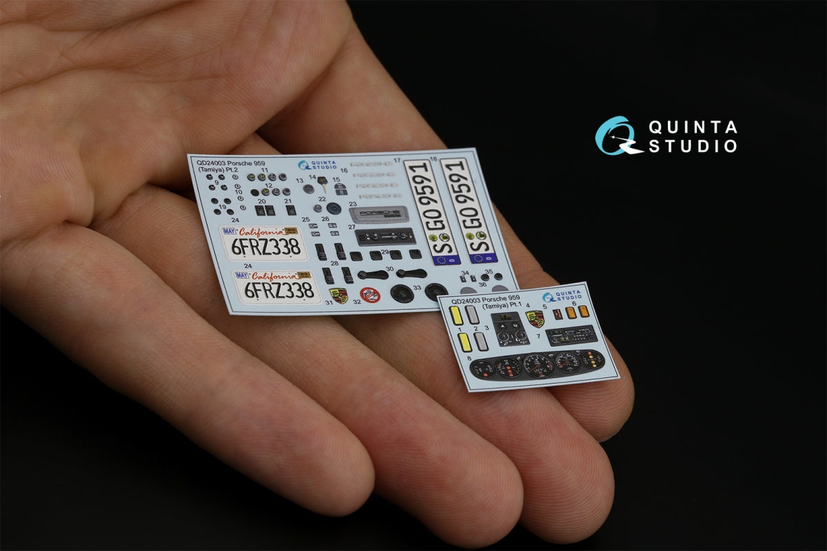 Quinta Studio QD24003 Porsche 959 3D-Printed &amp;amp; coloured Interior on decal paper (Tamiya) 1/24 – immagine 3