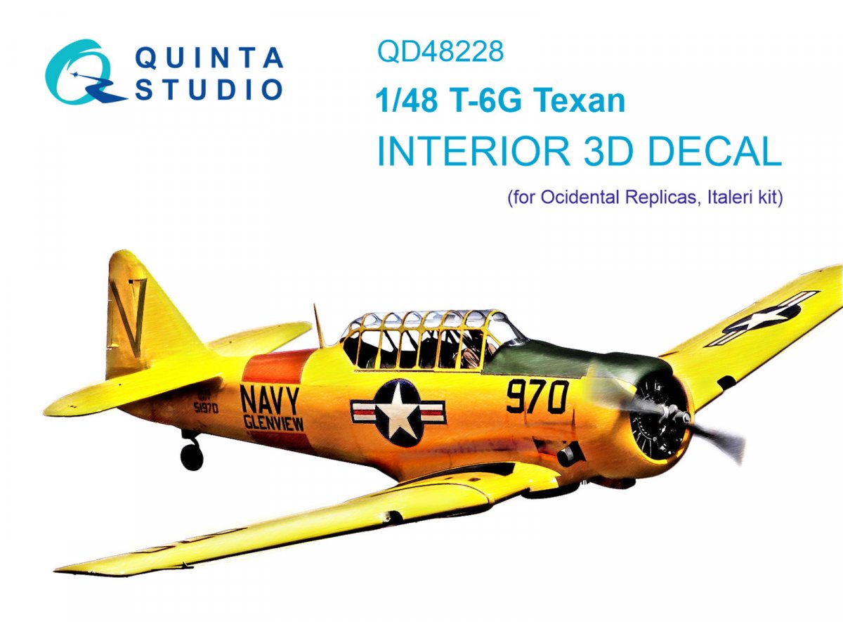 Quinta Studio QD48228 T-6G 3D-Printed &amp; colored Interior on decal paper (Italeri) 1/48