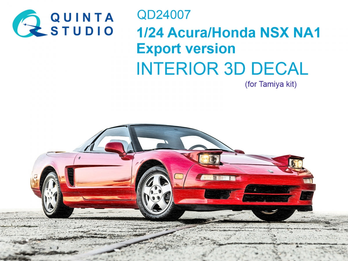 Quinta Studio QD24007 Acura-Honda NSX NA1 Export version 3D-Printed &amp; colored Interior on decal paper (Tamiya) 1/24