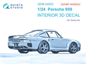 Quinta Studio QDS-24003 Porsche 959 3D-Printed &amp;amp; coloured Interior on decal paper (Tamiya) (Small version) 1/24