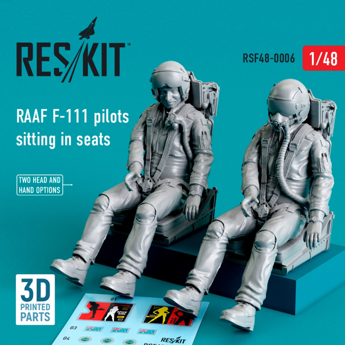 RESKIT RSF48-0006 RAAF F-111 PILOTS SITTING IN SEATS (2 PCS) (3D PRINTED) 1/48 – immagine 2