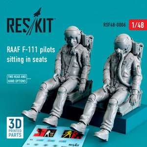 RESKIT RSF48-0006 RAAF F-111 PILOTS SITTING IN SEATS (2 PCS) (3D PRINTED) 1/48 – immagine 2