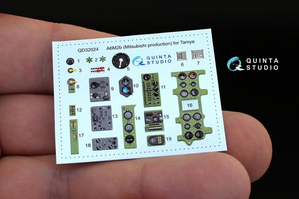 Quinta Studio QD32024 A6M2b (Mitsubishi prod.) 3D-Printed &amp;amp; coloured Interior on decal paper (for Tamiya kit) 1/32 – immagine 3
