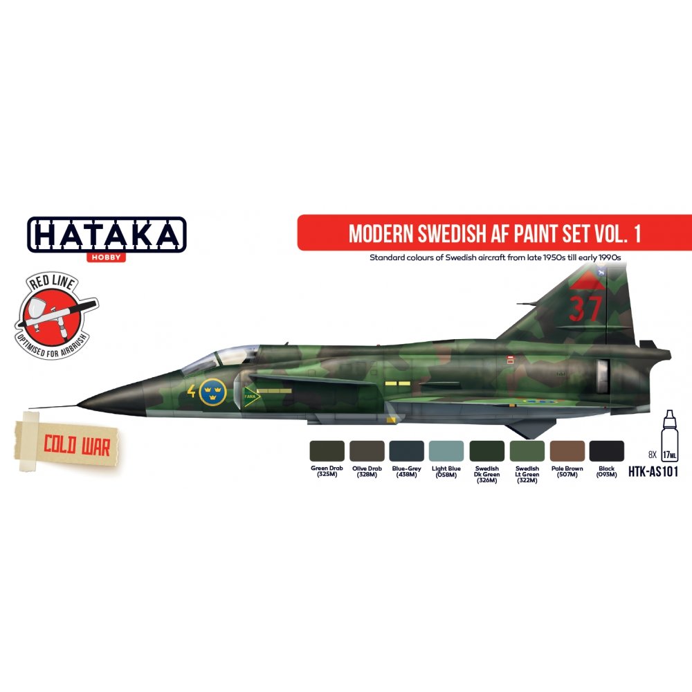 Hataka HTK-AS101 Ensemble de peinture AF suédois moderne vol.1 (8x17ml) – image 2