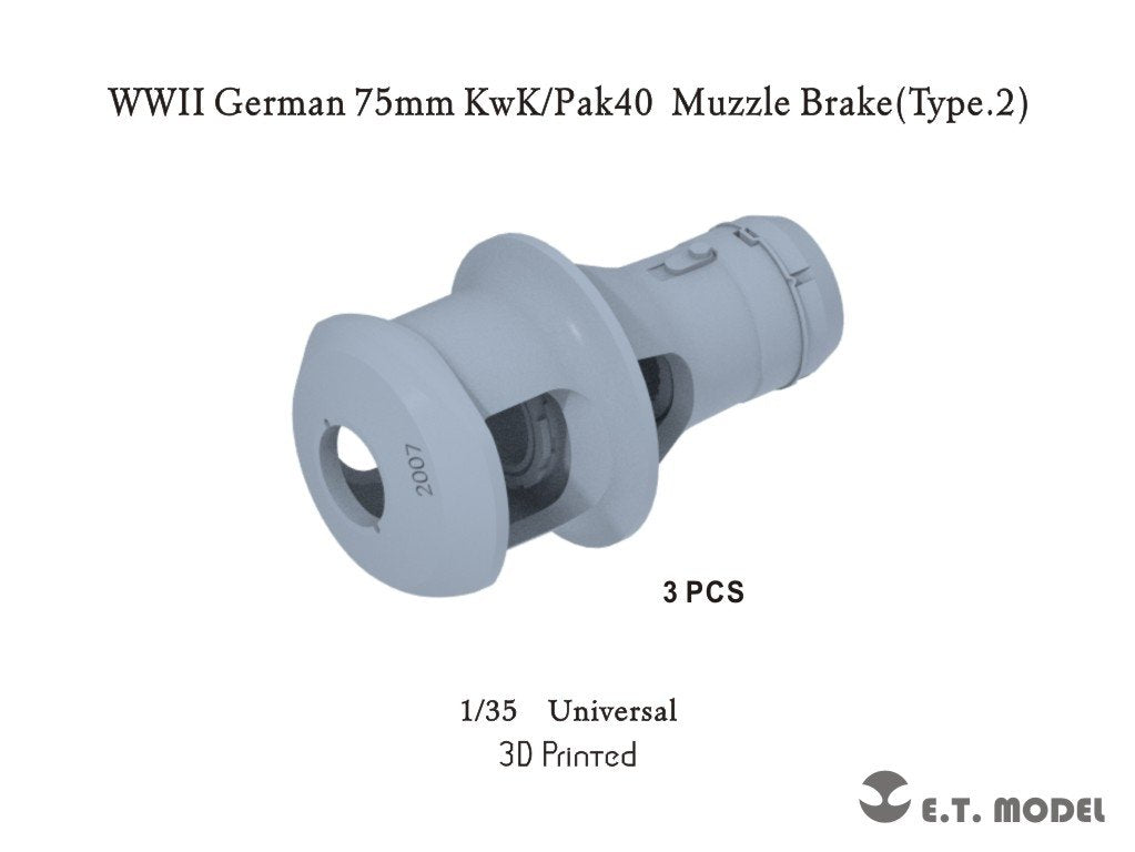 ET Model P35-302 WWII German 75mm KwK/Pak40 Muzzle Brake Type.2 (3D Print) 1/35