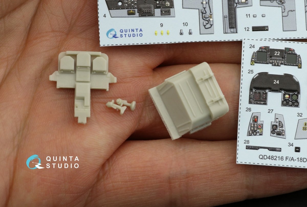 Quinta Studio QD48216 F/A-18D Late Intérieur imprimé en 3D et coloré sur papier décalcomanie avec pièces en résine (Kinetic) 1/48 – image 3