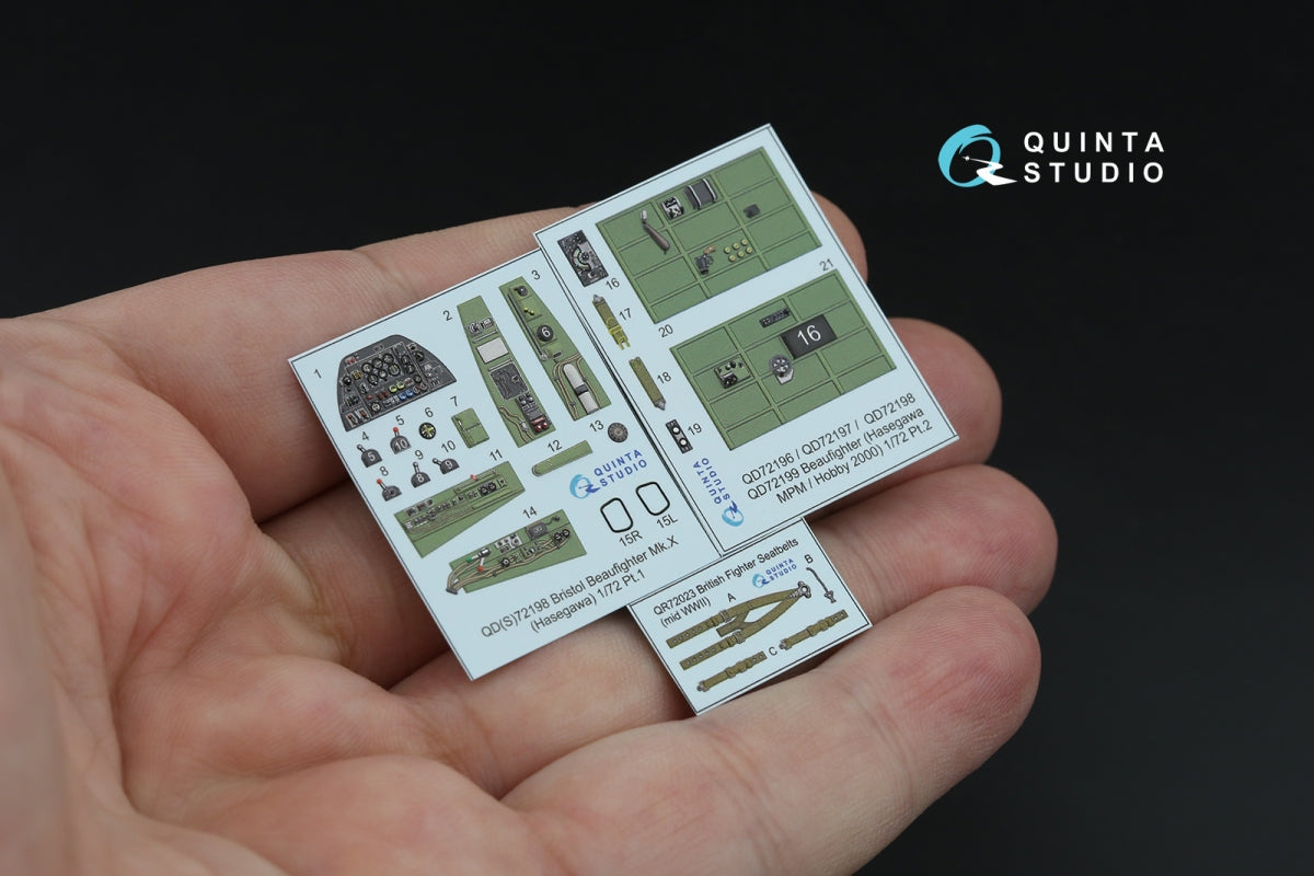 Quinta Studio QD72198 Bristol Beaufighter Mk.X 3D-Printed coloured Interior on decal paper (Hasegawa) 1/72 – Bild 3