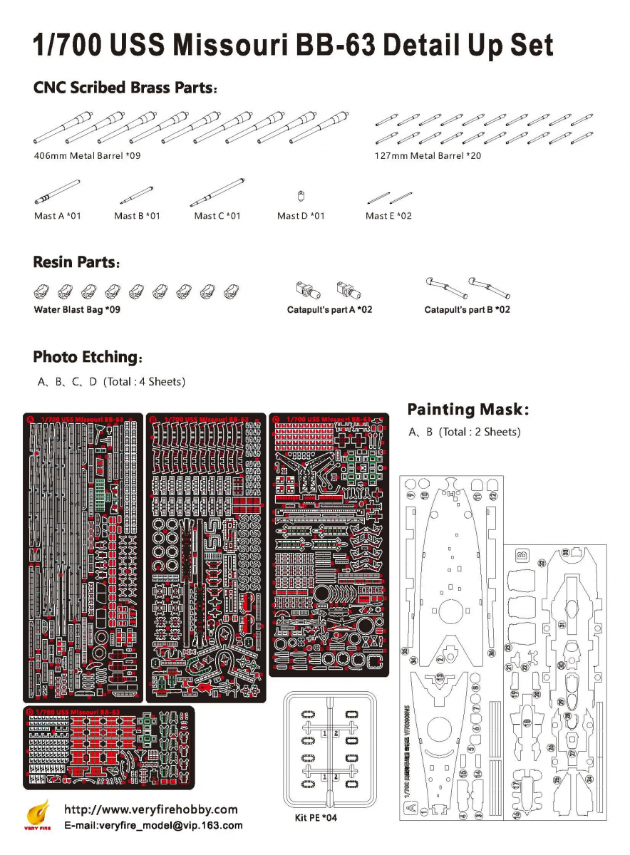 Very Fire VF700009 USS Missouri BB-63 Detail Up Set for VeryFire 1/700 – Bild 10