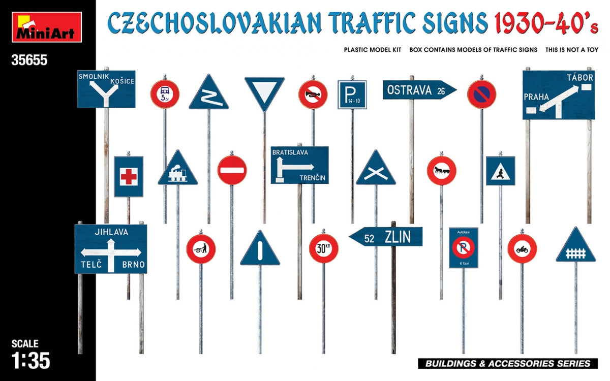 Miniart 35655 CZECHOSLOVAKIAN TRAFFIC SIGNS 1930-40&amp;#39;s 1/35