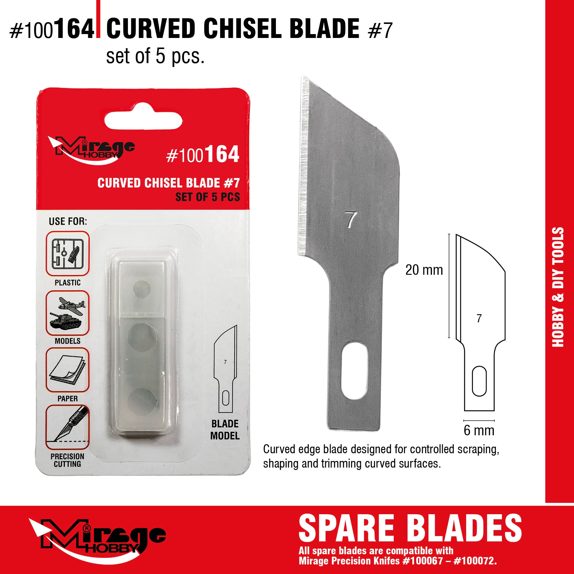 Mirage 100164 Curved Chisel Blade (5 pcs) – immagine 2