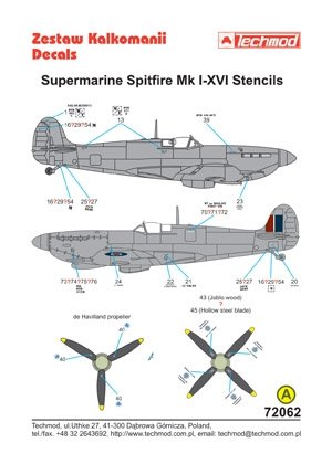 Techmod 72062 - Supermarine Spitfire I-XVI Stencils 1/72 – zdjęcie 2