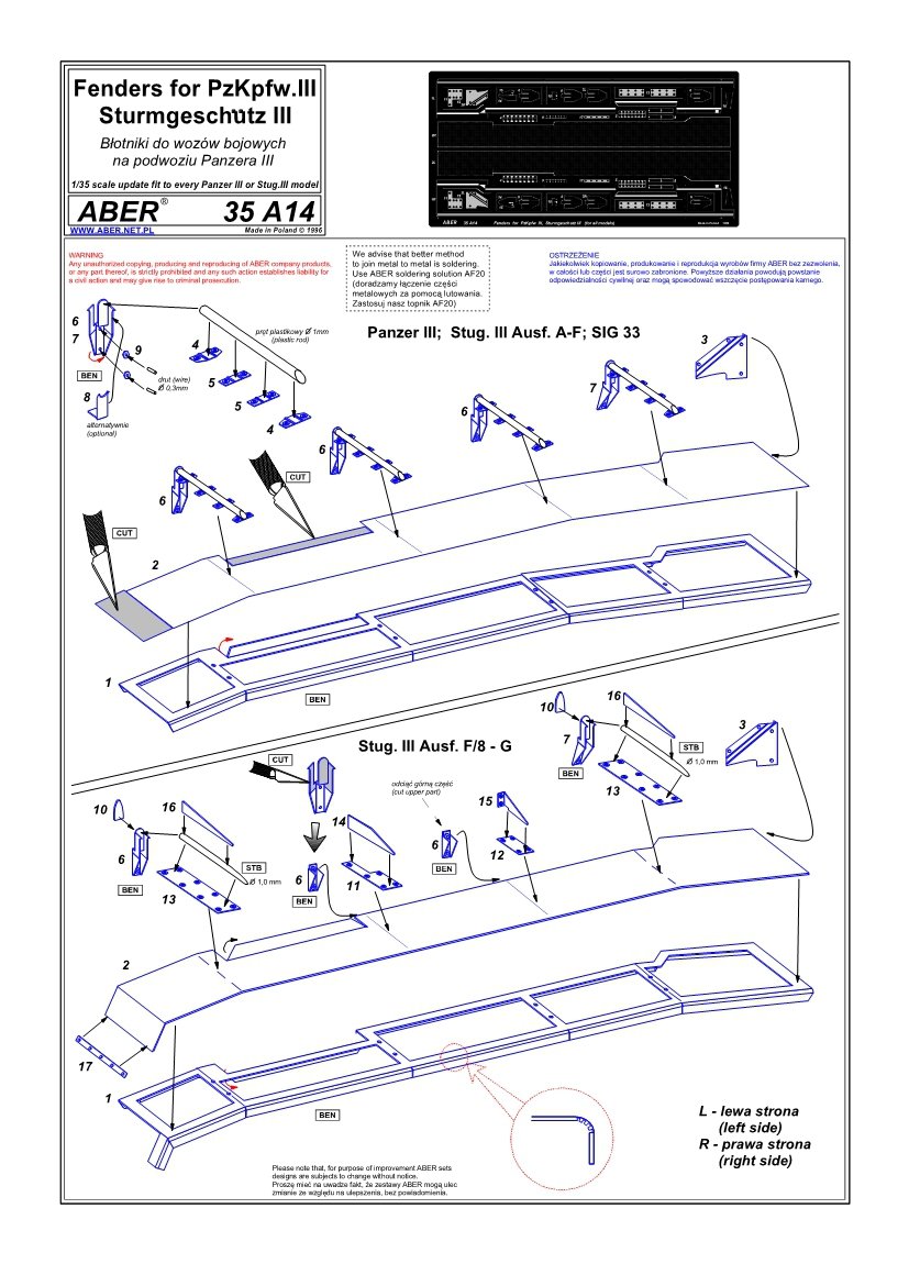 Aber 35A014 Ailes pour PzKpfw III (1/35) – image 4