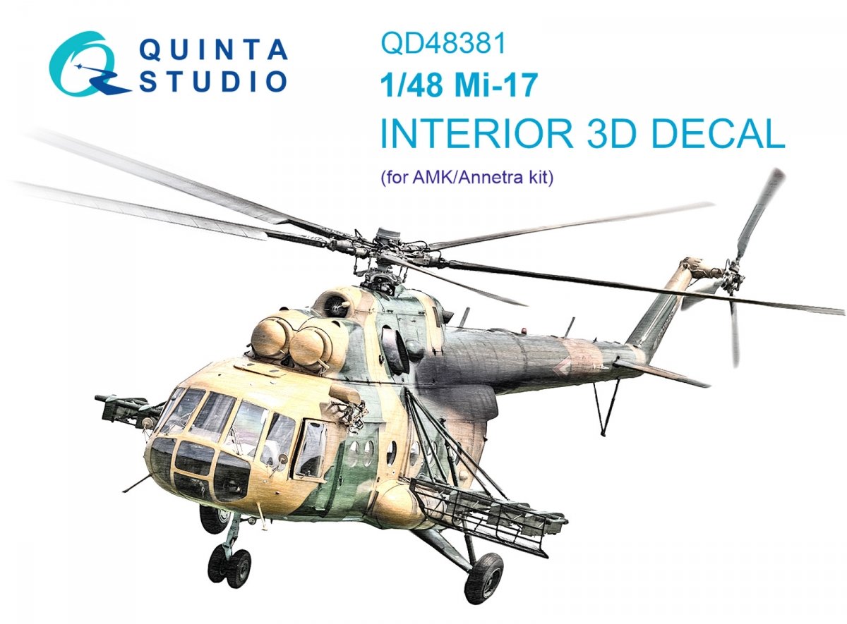 Intérieur imprimé en 3D et coloré sur papier décalcomanie Quinta Studio QD48381 Mi-17 (AMK) 1/48