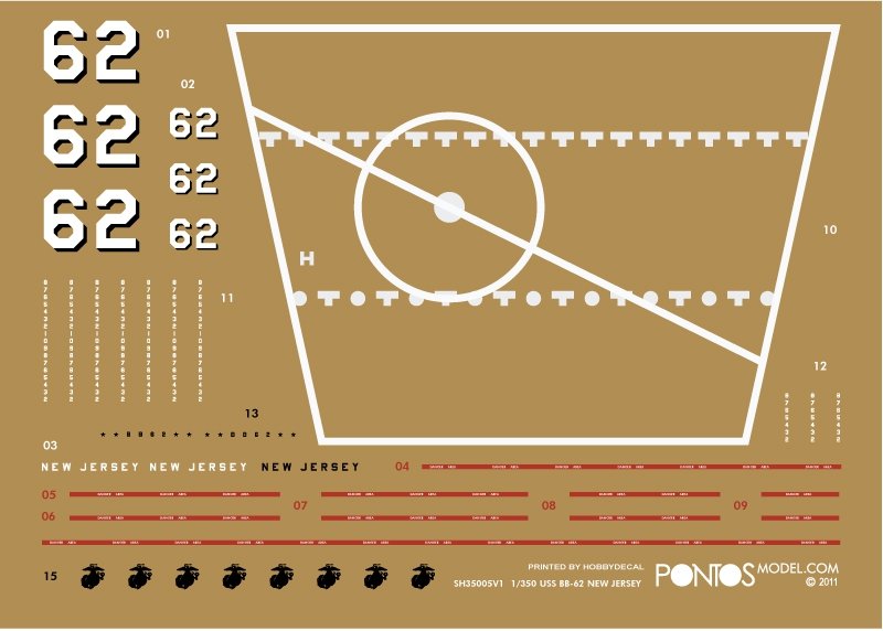 Pontos 35006WD1 USS BB-62 New Jersey Ensemble de pont en bois 1982 (1/350) – image 2
