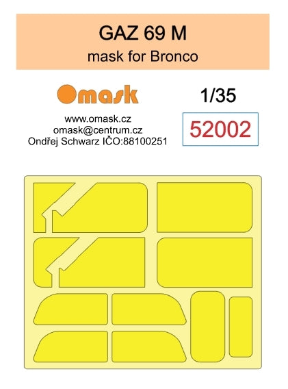 Masque Omask 52002 GAZ 69 M (pour Bronco) 1/35