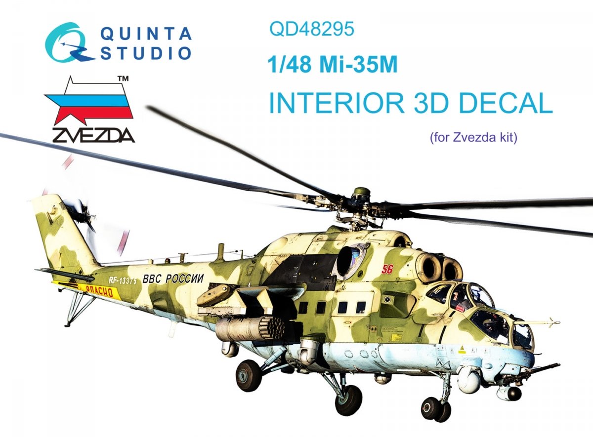 Quinta Studio QD48295 Mi-35M 3D-Printed &amp;amp; coloured Interior on decal paper (Zvezda) 1/48