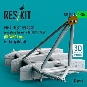 RESKIT RSU35-0036 Mi-8 "Hip" weapon mounting frame with BD3-57KrV (UKRAINE Late) for Trumpeter kit (2 pcs) (3D Printed) 1/35
