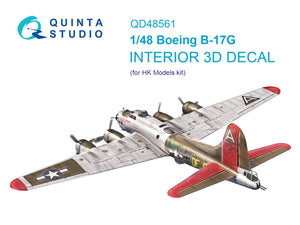 Quinta Studio QD48561 Boeing B-17G 3D-Printed &amp;amp; coloured Interior on decal paper (HK models) 1/48