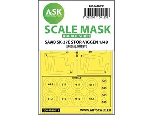 Art Scale Kit M48011 SAAB SK-37E Stor-Viggen Double-Sided Painting Mask for Special Hobby 1/48