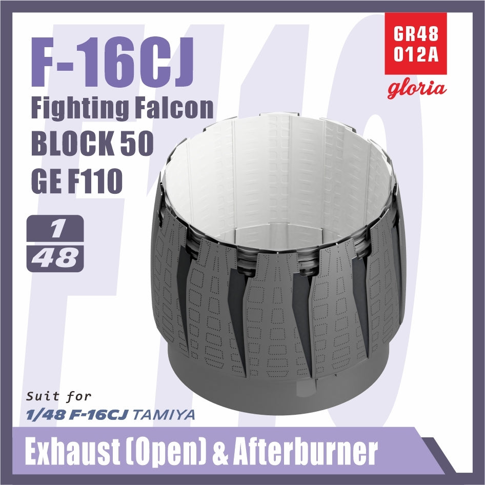 Gloria GR48012A F-16CJ F110-GE Exhaust Nozzle &amp;amp; Afterburner OPEN TAMIYA 1/48