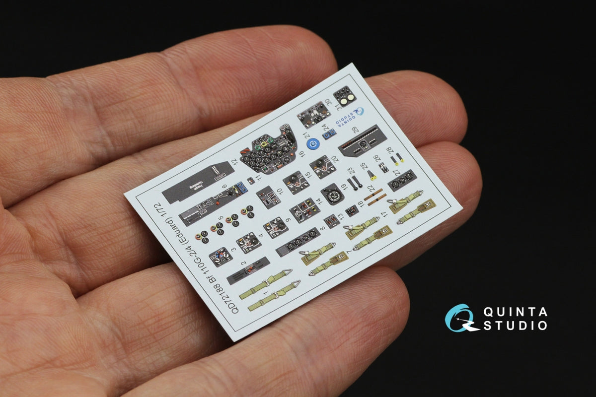 Quinta Studio QD72188 Bf 110G2/4 3D-Printed &amp;amp; coloured Interior on decal paper (Eduard) 1/72 – immagine 5