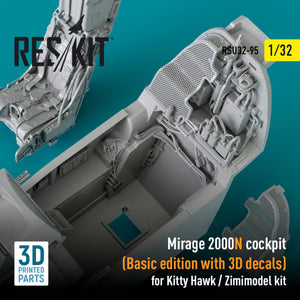 RESKIT RSU32-0095 MIRAGE 2000N COCKPIT (BASIC EDITION WITH 3D DECALS) FOR KITTY HAWK / ZIMIMODEL KIT (3D PRINTED) 1/32 – image 2