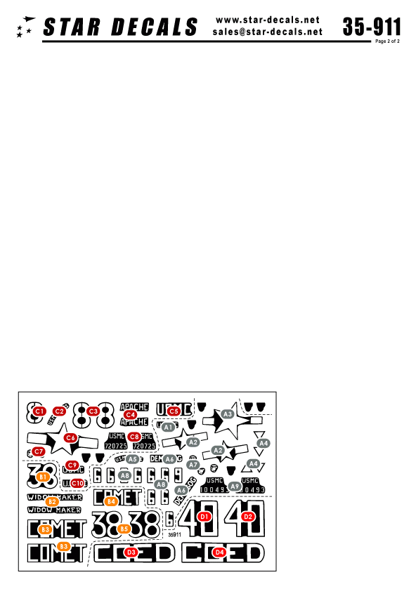 Star Decals 35-911 Iwo Jima Sherman Gun and Flame tanks 1/35 – zdjęcie 2