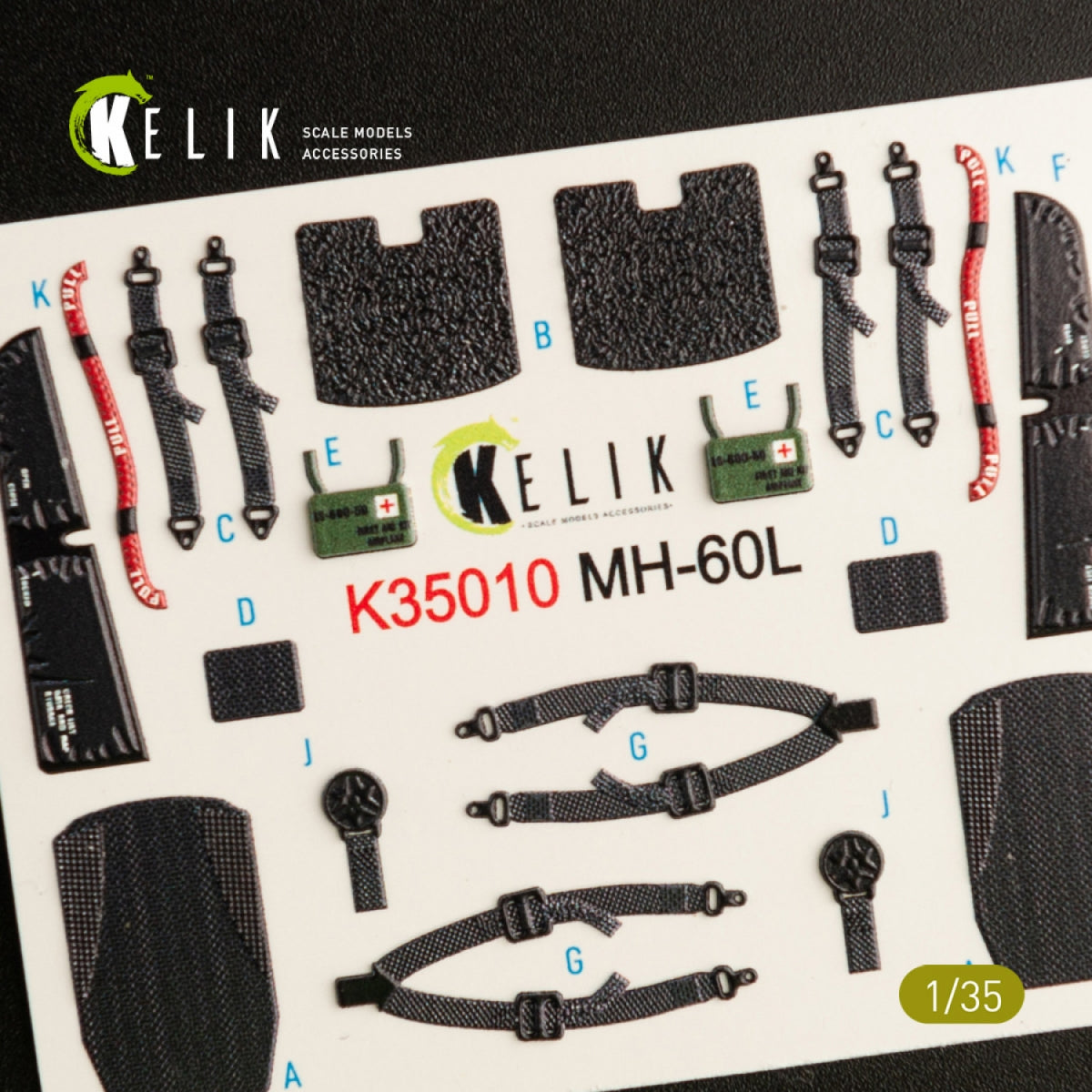 KELIK K35010 MH-60L BLACK HAWK INTERIOR 3D DECALS FOR KITTY HAWK KIT 1/35 – immagine 5