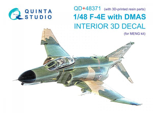 Quinta Studio QD+48371 F-4E with DMAS 3D-Printed &amp;amp; coloured Interior on decal paper (Meng) (with 3D-printed resin parts) 1/48