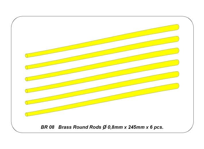 Aber BR08 Pręty mosiężne Ø 0,8mm długość 245mm x 6 szt. / Brass round rods Ø 0,8mm length 245mm x 6 pcs. – zdjęcie 5