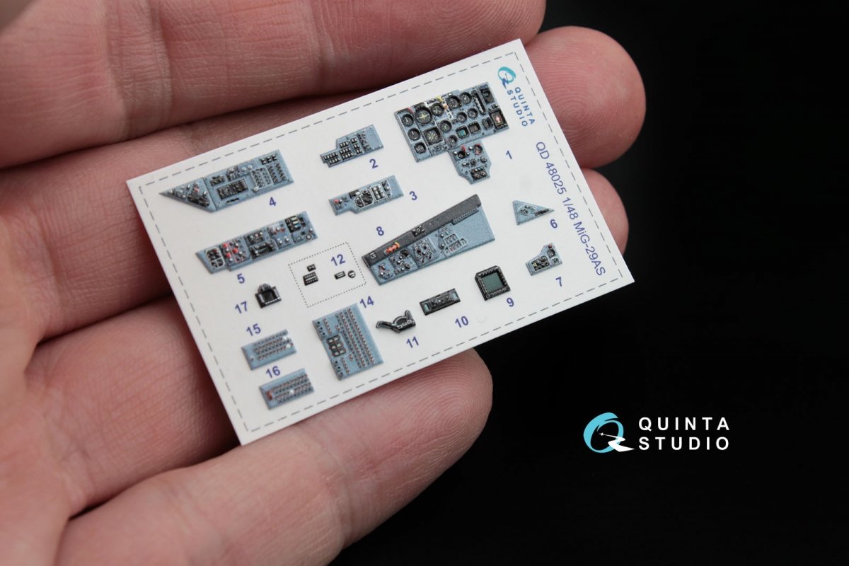 Quinta Studio QD48025 MiG-29AS (Slovak AF version) 3D-Printed &amp;amp; coloured Interior on decal paper (for GWH kits) 1/48 – immagine 4