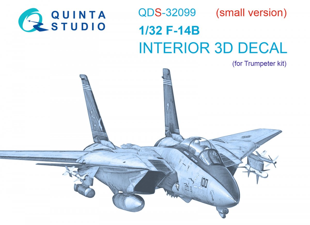 Quinta Studio QDS-32099 F-14B 3D-Printed &amp;amp; coloured Interior on decal paper (Trumpeter) (Small version) 1/32