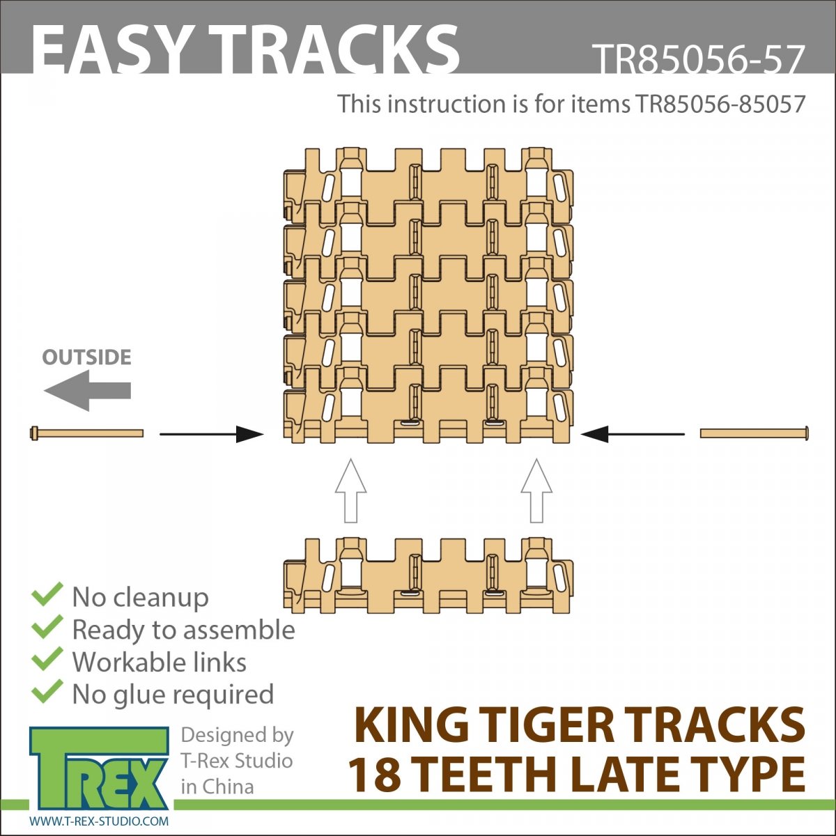T-Rex Studio TR85057 King Tiger Tracks 18 Teeth Late Type Mirror Version 1/35 – zdjęcie 5