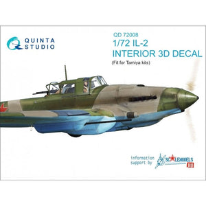Quinta Studio QD72008 IL-2 Shturmovik 3D-Printed &amp;amp; coloured Interior on decal paper (for Tamiya kit) 1/72