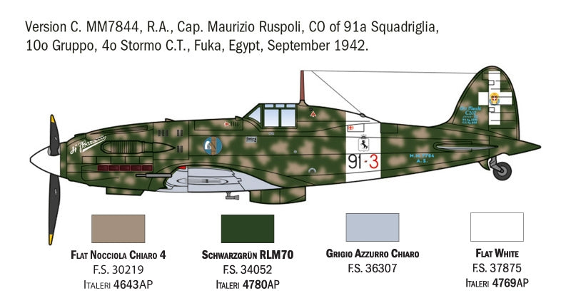 Italeri 1481 Macchi MC.202 Flogore &amp;quot;Aces&amp;quot; - 5 Regia Aeronautica Aces Versions 1/72 – zdjęcie 4