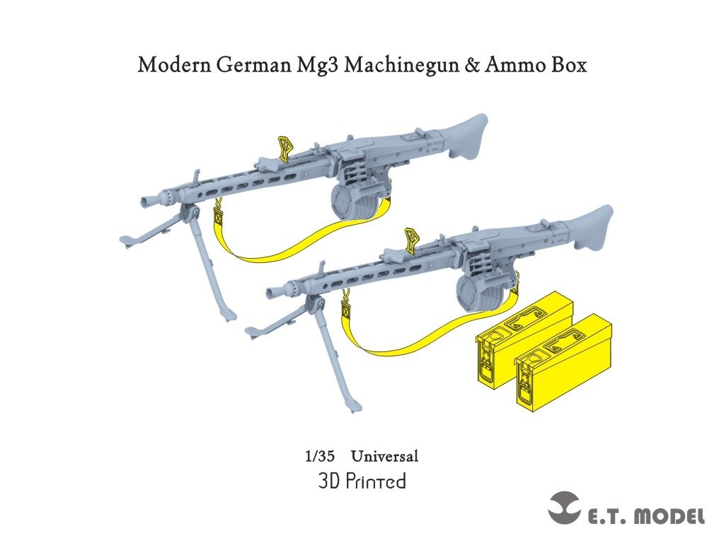 E.T. Model P35-218 Modern German Mg3 Machinegun & Ammo Box ( 3D Print ) 1/35