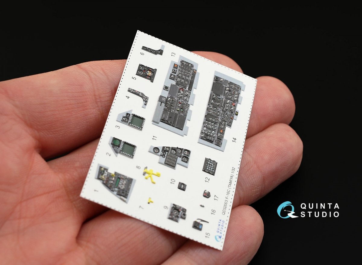 Quinta Studio QD32003 F-16C 3D-Printed &amp;amp; coloured Interior on decal paper (for Tamiya kit) 1/32 – immagine 3