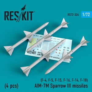 RESKIT RS72-0324 MISSILES AIM-7M SPARROW III (4 PIÈCES) 1/72