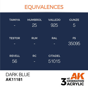 AK Interactive AK11181 DARK BLUE – STANDARD 17ml – zdjęcie 3