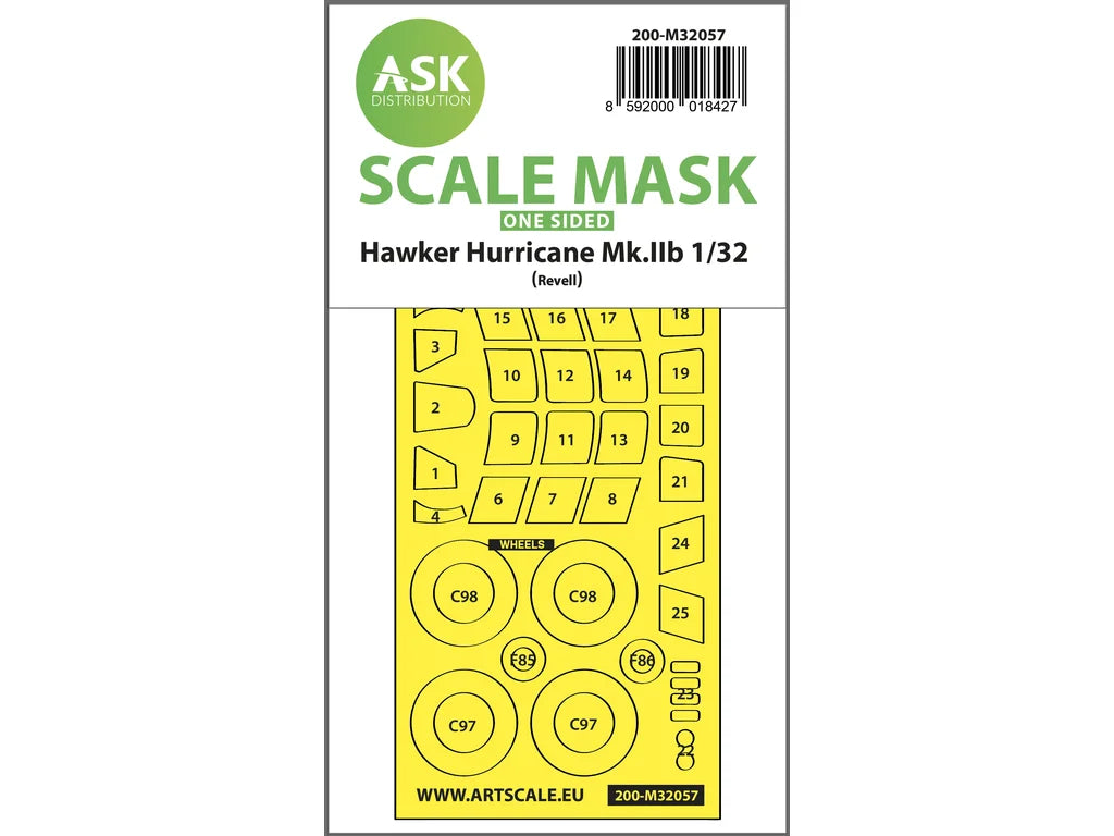 Art Scale Kit M32057 Hawker Hurricane Mk.IIB One-Sided Express Masks for Revell 1/32