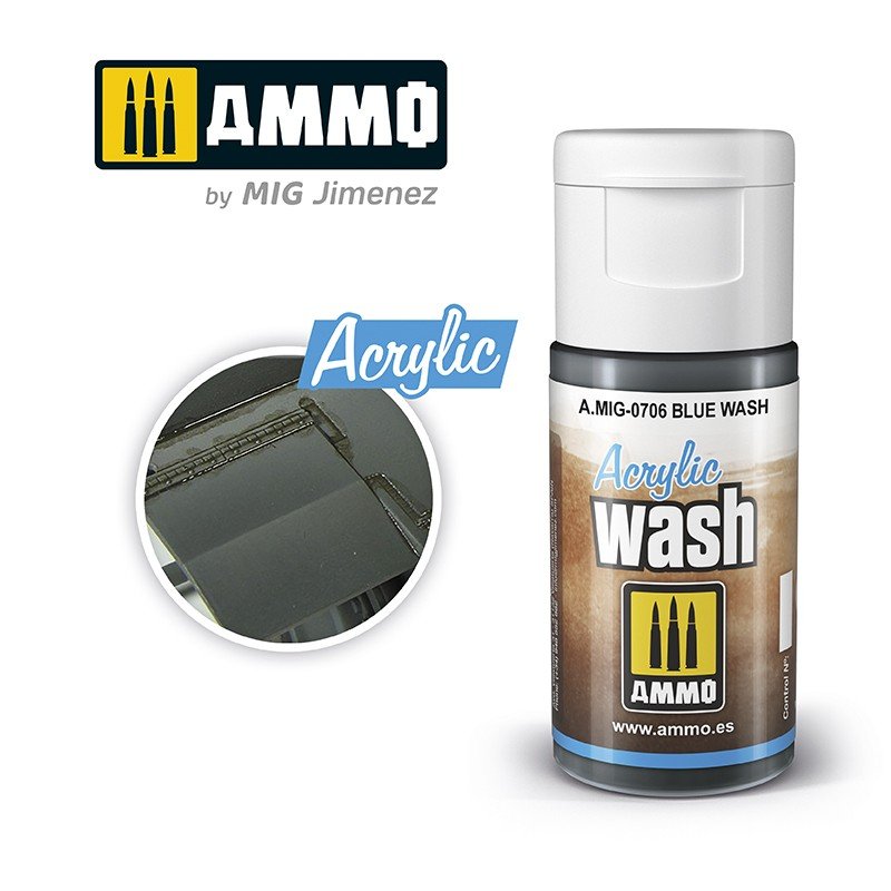 AMMO de Mig Jimenez 0706 LAVAGE ACRYLIQUE Bleu 15 ml