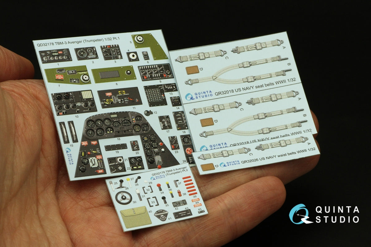 Intérieur coloré imprimé en 3D sur papier décalcomanie Quinta Studio QD32178 TBM-3 Avenger (Trumpeter) 1/32 – image 3