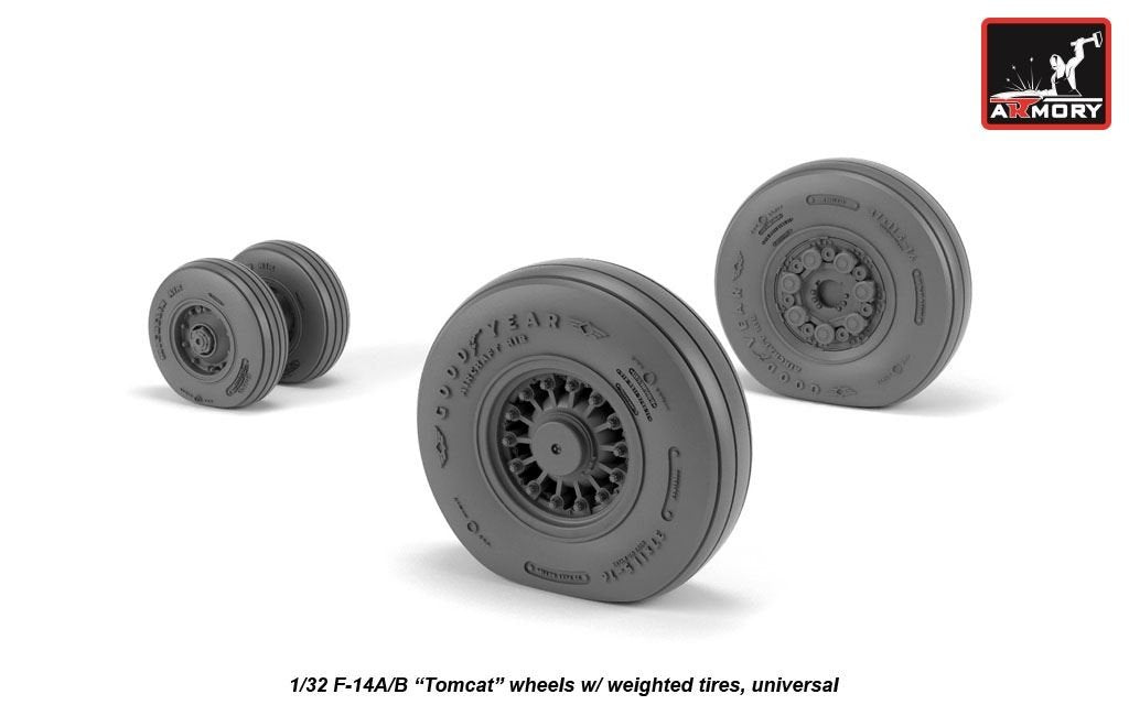 Armory Models AW32309 F-14A/B Tomcat early type wheels w/ weighted tires 1/32 – immagine 3